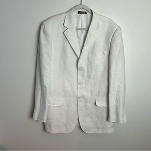 Bernini Men’s White Linen Blazer Sport Coat Jacket Size 50 R runs very small.